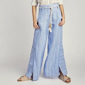 Anthropologie Striped Linen Wide Legs